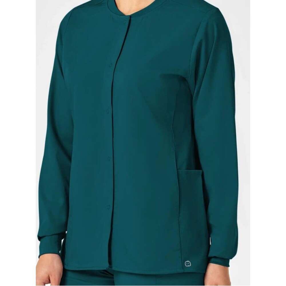 WonderWink Women's Teal Button-Front Utility Jacket XL